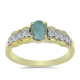 Inel din Argint 925 Placat cu Aur ( 2.84 grame ) cu Labradorit și Topaz Alb 1.14 Carate