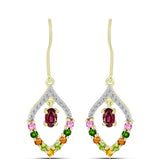 Cercei din Argint 925 Placat cu Aur ( 3.05 grame ) cu Turmalină Chakra și Topaz Alb 1.54 Carate
