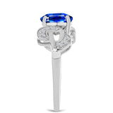 Inel din Argint 925 ( 2.81 grame ) cu Safir Albastru Australian și Topaz Alb 2.84 Carate