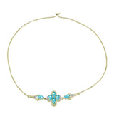 Brățară din Argint 925 Placat cu Aur ( 4.05 grame ) cu Cuarț Paraiba și Topaz Alb 1.17 Carate