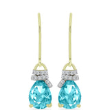 Cercei din Argint 925 Placat cu Aur ( 2.25 grame ) cu Cuarț Paraiba și Topaz Alb 3.33 Carate