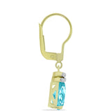 Cercei din Argint 925 Placat cu Aur ( 2.25 grame ) cu Cuarț Paraiba și Topaz Alb 3.33 Carate