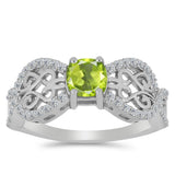 Inel din Argint 925 ( 4.27 grame ) cu Peridot Changbai și Topaz Alb 1.47 Carate