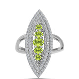 Inel din Argint 925 ( 4.23 grame ) cu Peridot Changbai și Topaz Alb 1.82 Carate