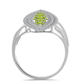 Inel din Argint 925 ( 4.23 grame ) cu Peridot Changbai și Topaz Alb 1.82 Carate