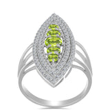 Inel din Argint 925 ( 4.23 grame ) cu Peridot Changbai și Topaz Alb 1.82 Carate