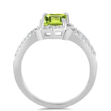 Inel din Argint 925 ( 2.47 grame ) cu Peridot Changbai și Topaz Alb 1.28 Carate