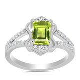 Inel din Argint 925 ( 2.47 grame ) cu Peridot Changbai și Topaz Alb 1.28 Carate