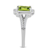 Inel din Argint 925 ( 2.47 grame ) cu Peridot Changbai și Topaz Alb 1.28 Carate