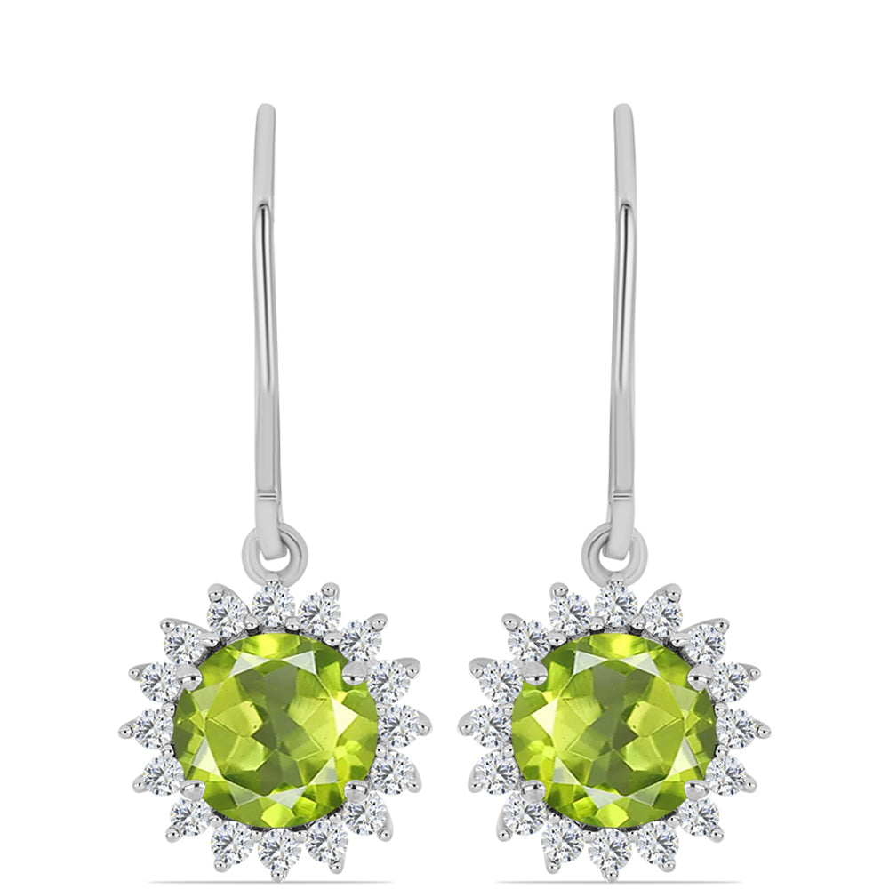Cercei din Argint 925 ( 2.65 grame ) cu Peridot Changbai și Topaz Alb 3.55 Carate