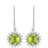 Cercei din Argint 925 ( 2.65 grame ) cu Peridot Changbai și Topaz Alb 3.55 Carate