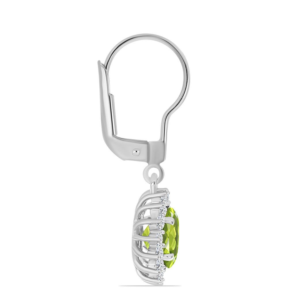 Cercei din Argint 925 ( 2.65 grame ) cu Peridot Changbai și Topaz Alb 3.55 Carate