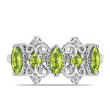Inel din Argint 925 ( 3.7 grame ) cu Peridot Changbai și Topaz Alb 1.14 Carate