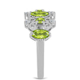 Inel din Argint 925 ( 3.7 grame ) cu Peridot Changbai și Topaz Alb 1.14 Carate