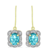 Cercei din Argint 925 Placat cu Aur ( 3.28 grame ) cu Cuarț Paraiba și Topaz Alb 2.52 Carate