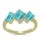 Inel din Argint 925 Placat cu Aur ( 2.74 grame ) cu Cuarț Paraiba și Topaz Alb 1.47 Carate