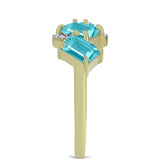 Inel din Argint 925 Placat cu Aur ( 2.74 grame ) cu Cuarț Paraiba și Topaz Alb 1.47 Carate