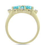 Inel din Argint 925 Placat cu Aur ( 3.38 grame ) cu Cuarț Paraiba și Topaz Alb 1.41 Carate