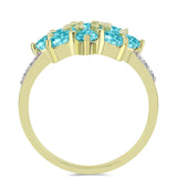 Inel din Argint 925 Placat cu Aur ( 2.93 grame ) cu Cuarț Paraiba și Topaz Alb 1.65 Carate