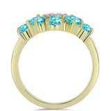 Inel din Argint 925 Placat cu Aur ( 2.98 grame ) cu Cuarț Paraiba și Topaz Alb 1.3 Carate