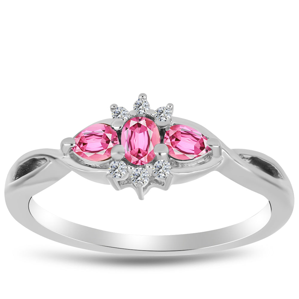 Inel din Argint 925 ( 2.17 grame ) cu Turmalină Roz Pelmadulla și Topaz Alb 1.06 Carate