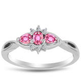 Inel din Argint 925 ( 2.17 grame ) cu Turmalină Roz Pelmadulla și Topaz Alb 1.06 Carate