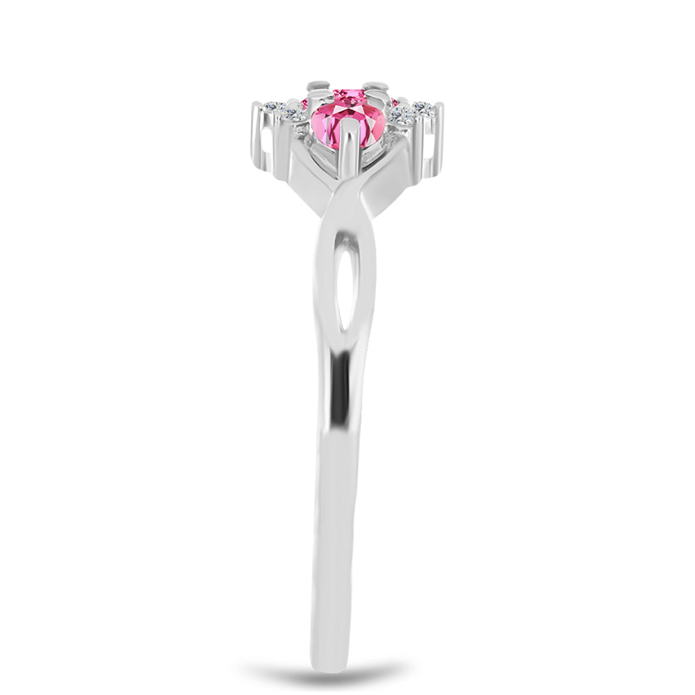 Inel din Argint 925 ( 2.17 grame ) cu Turmalină Roz Pelmadulla și Topaz Alb 1.06 Carate