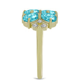 Inel din Argint 925 Placat cu Aur ( 2.91 grame ) cu Cuarț Paraiba și Topaz Alb 1.68 Carate