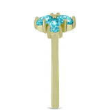 Inel din Argint 925 Placat cu Aur ( 2.75 grame ) cu Cuarț Paraiba și Topaz Alb 1.18 Carate