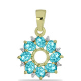 Pandantiv din Argint 925 Placat cu Aur ( 1.35 grame ) cu Cuarț Paraiba și Topaz Alb 1.28 Carate
