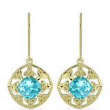 Cercei din Argint 925 Placat cu Aur ( 3.93 grame ) cu Cuarț Paraiba 2.86 Carate