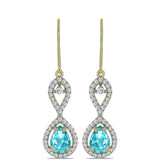 Cercei din Argint 925 Placat cu Aur ( 3.46 grame ) cu Cuarț Paraiba și Topaz Alb 3.07 Carate