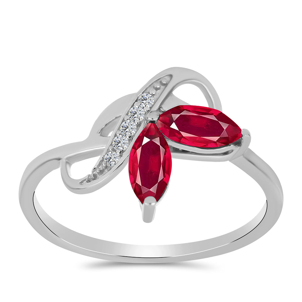 Inel din Argint 925 ( 1.4 grame ) cu Rubin Malagasy și Topaz Alb 0.71 Carate
