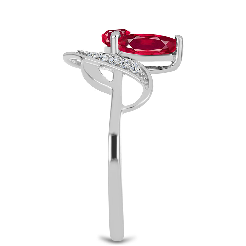 Inel din Argint 925 ( 1.4 grame ) cu Rubin Malagasy și Topaz Alb 0.71 Carate