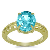 Inel din Argint 925 Placat cu Aur ( 3.17 grame ) cu Cuarț Paraiba 4.5 Carate