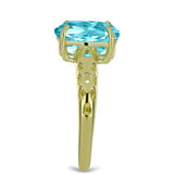 Inel din Argint 925 Placat cu Aur ( 3.17 grame ) cu Cuarț Paraiba 4.5 Carate
