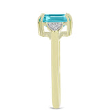 Inel din Argint 925 Placat cu Aur ( 2.55 grame ) cu Cuarț Paraiba și Topaz Alb 2.04 Carate