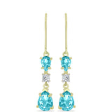 Cercei din Argint 925 Placat cu Aur ( 2.63 grame ) cu Cuarț Paraiba și Topaz Alb 2.99 Carate