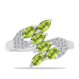 Inel din Argint 925 ( 2.39 grame ) cu Peridot Changbai și Topaz Alb 1.03 Carate