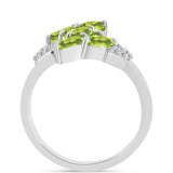 Inel din Argint 925 ( 2.39 grame ) cu Peridot Changbai și Topaz Alb 1.03 Carate
