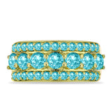 Inel din Argint 925 Placat cu Aur ( 5.46 grame ) cu Cuarț Paraiba 2.5 Carate