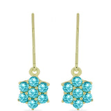 Cercei din Argint 925 Placat cu Aur ( 2.68 grame ) cu Cuarț Paraiba 1.86 Carate
