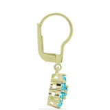 Cercei din Argint 925 Placat cu Aur ( 2.68 grame ) cu Cuarț Paraiba 1.86 Carate
