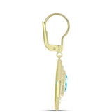 Cercei din Argint 925 Placat cu Aur ( 6.28 grame ) cu Cuarț Paraiba 2.27 Carate