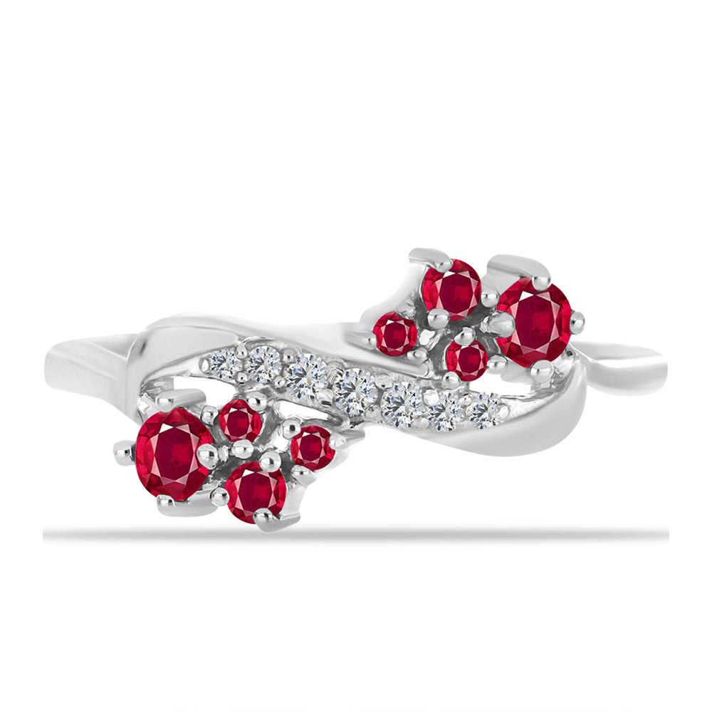 Inel din Argint 925 ( 2.45 grame ) cu Rubin Malagasy și Topaz Alb 0.59 Carate