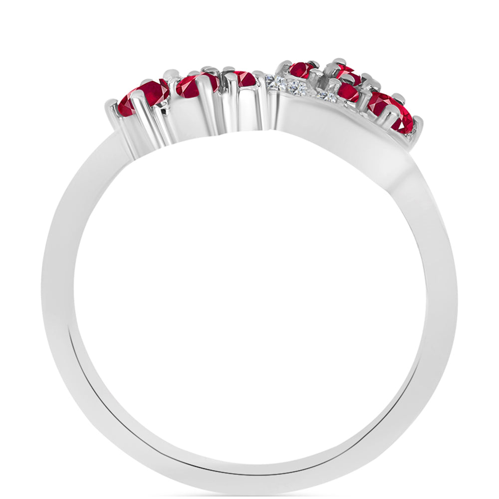 Inel din Argint 925 ( 2.45 grame ) cu Rubin Malagasy și Topaz Alb 0.59 Carate