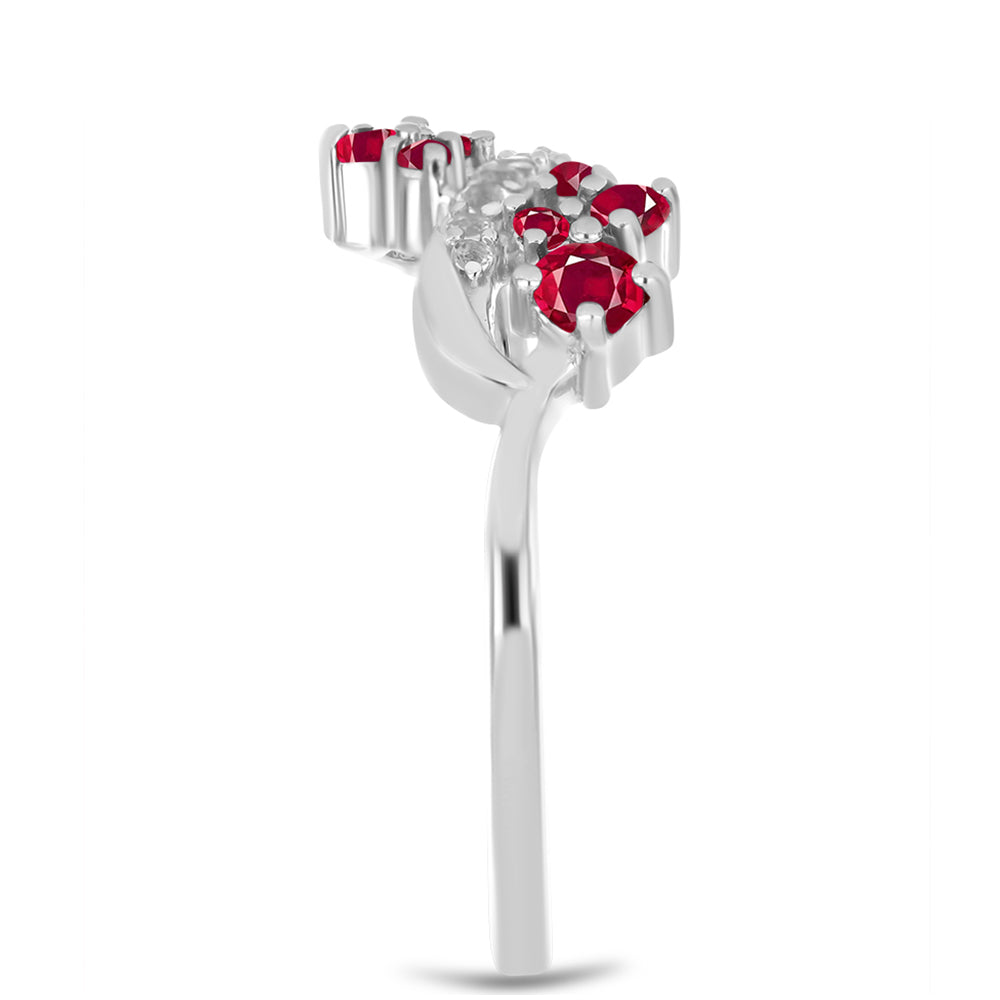 Inel din Argint 925 ( 2.45 grame ) cu Rubin Malagasy și Topaz Alb 0.59 Carate