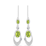 Cercei din Argint 925 ( 4.79 grame ) cu Peridot Changbai și Topaz Alb 3.38 Carate