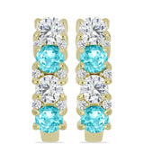 Cercei din Argint 925 Placat cu Aur ( 4.61 grame ) cu Cuarț Paraiba și Topaz Alb 2.29 Carate