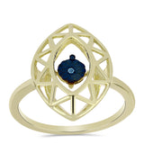 Inel din Argint 925 Placat cu Aur ( 2.4 grame ) cu Diamant Albastru Dansator 0.01 Carate